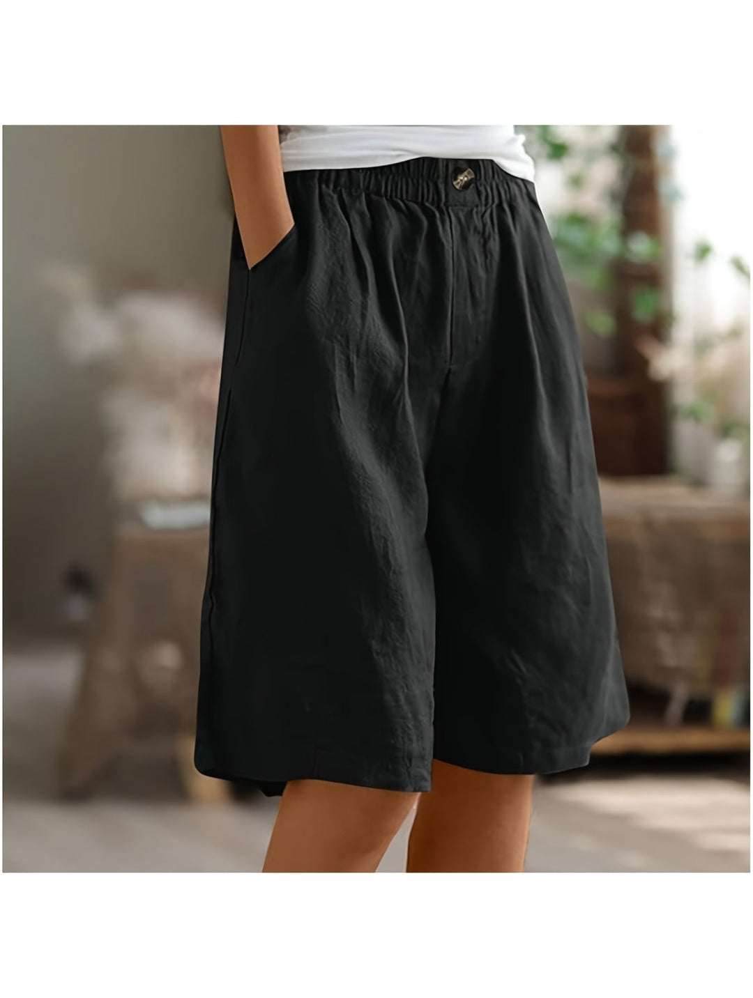 Aveléa™ | Short taille haute en coton-lin naturel