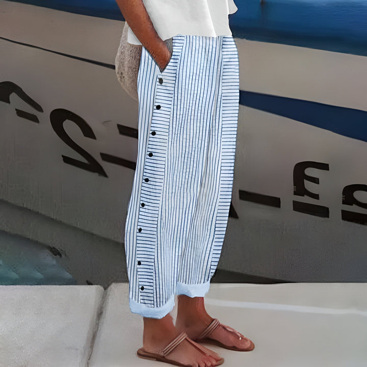 Édrine™ | Pantalon large en lin-coton côtelé