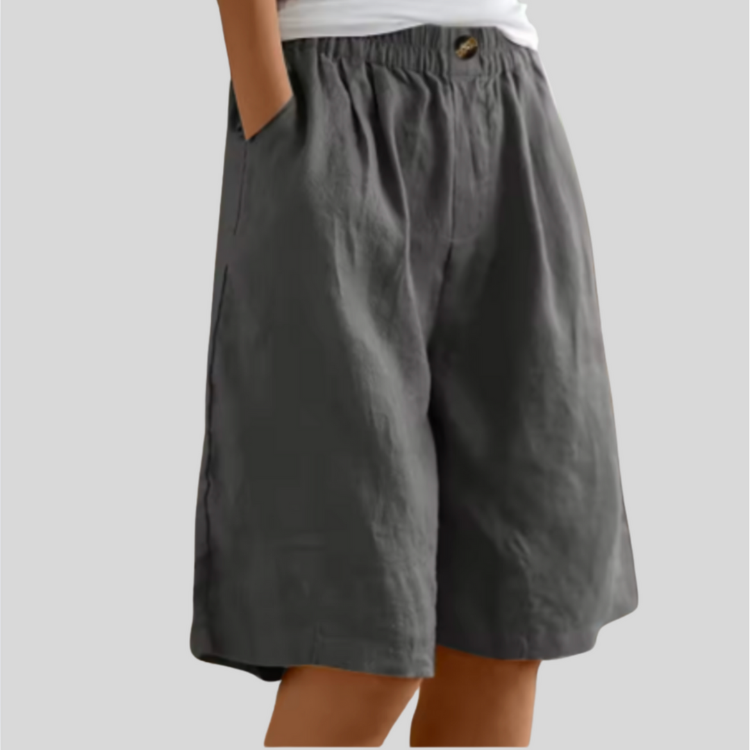 Aveléa™ | Short taille haute en coton-lin naturel