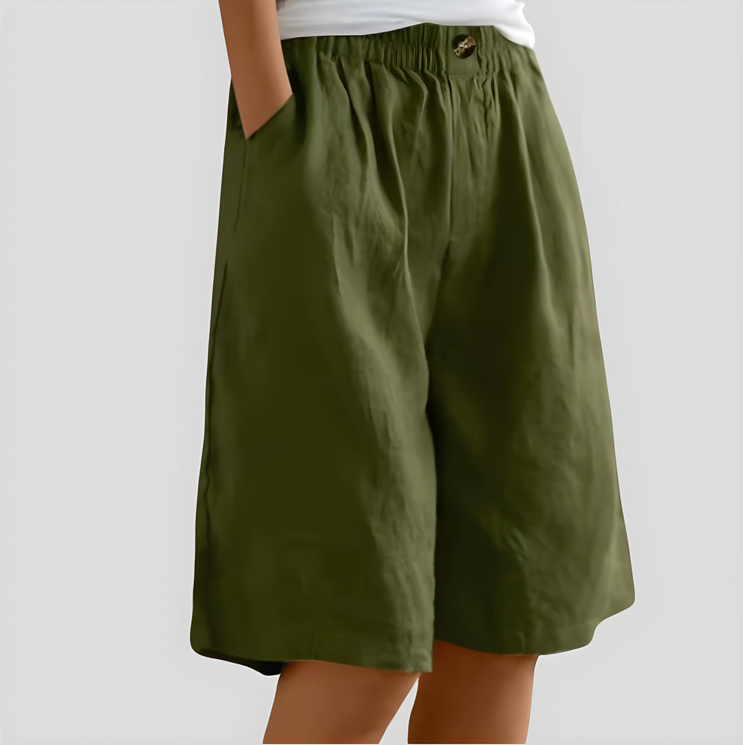 Aveléa™ | Short taille haute en coton-lin naturel