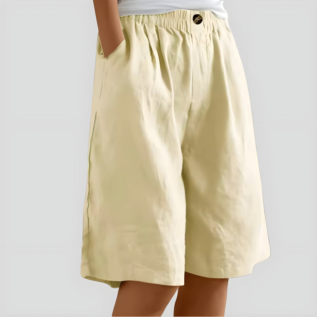 Aveléa™ | Short taille haute en coton-lin naturel