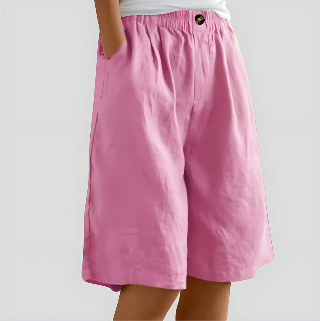 Aveléa™ | Short taille haute en coton-lin naturel