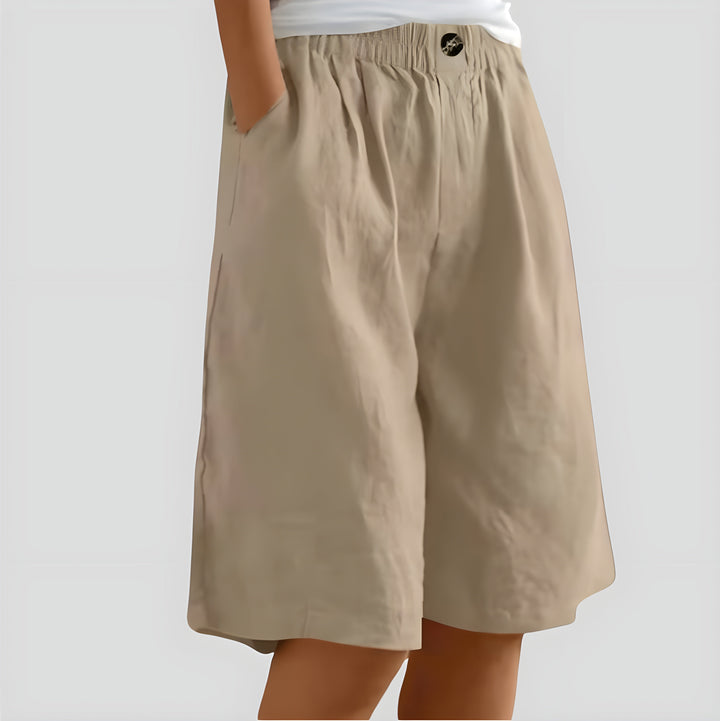 Aveléa™ | Short taille haute en coton-lin naturel