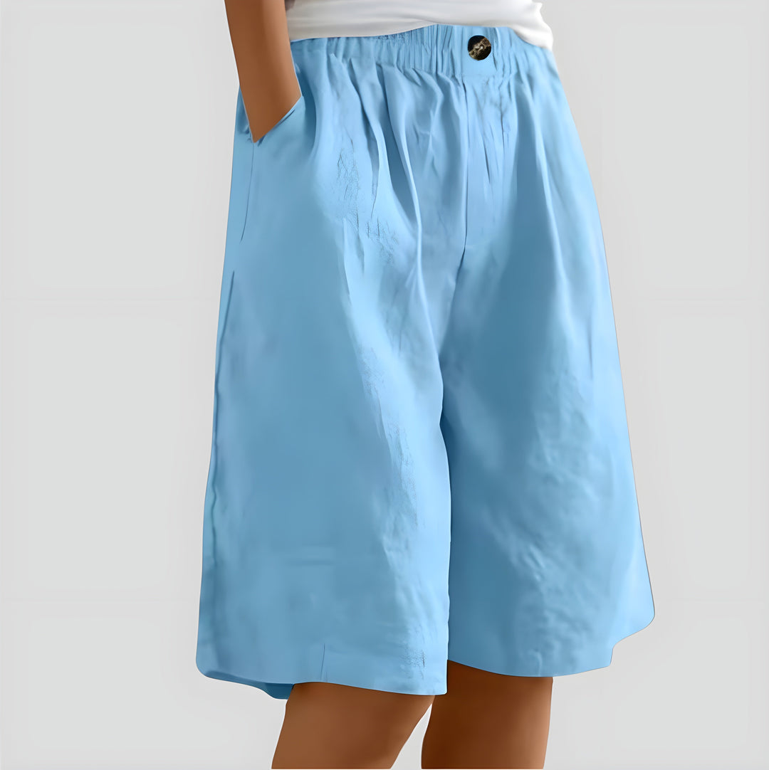 Aveléa™ | Short taille haute en coton-lin naturel