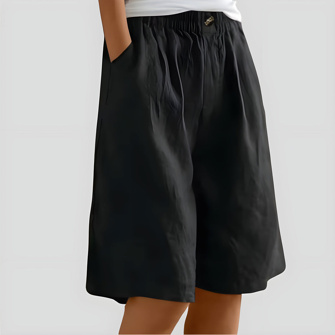 Aveléa™ | Short taille haute en coton-lin naturel