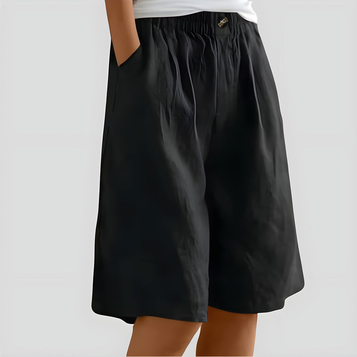 Aveléa™ | Short taille haute en coton-lin naturel