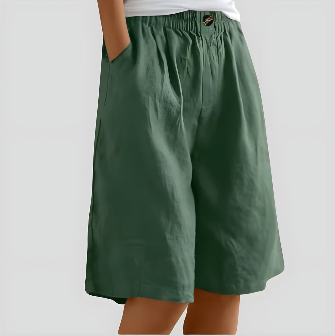 Aveléa™ | Short taille haute en coton-lin naturel