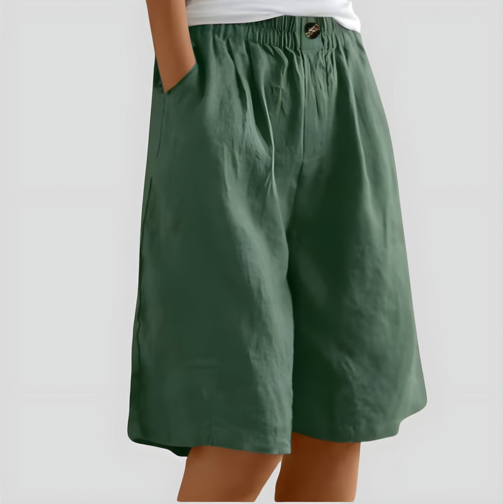 Aveléa™ | Short taille haute en coton-lin naturel