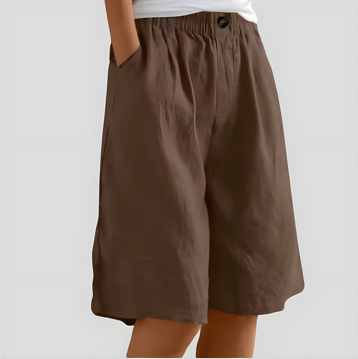 Aveléa™ | Short taille haute en coton-lin naturel