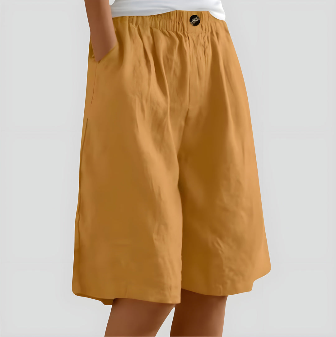 Aveléa™ | Short taille haute en coton-lin naturel