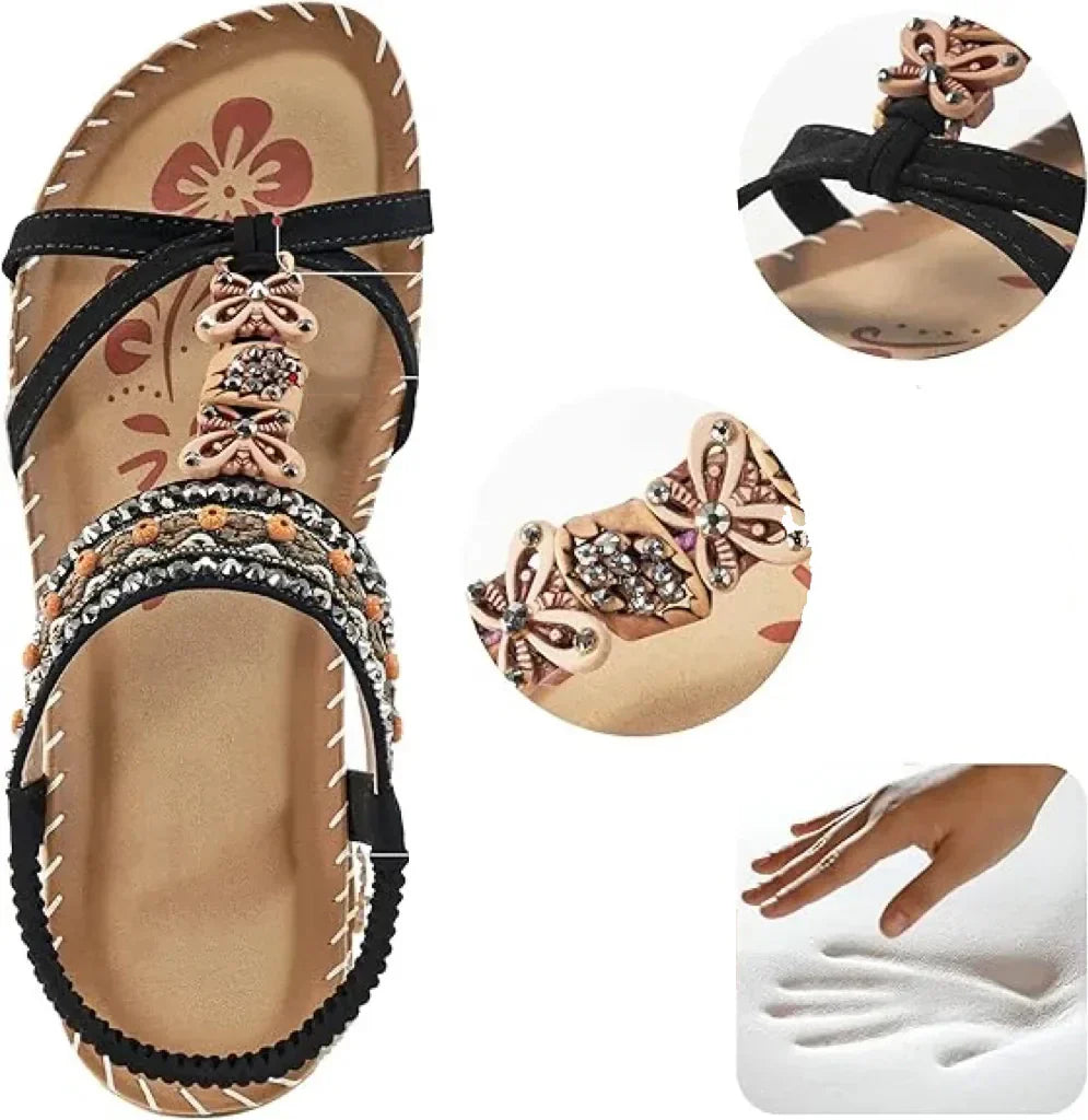 Naévia™ | Sandales à talon carré effet cuir grainé