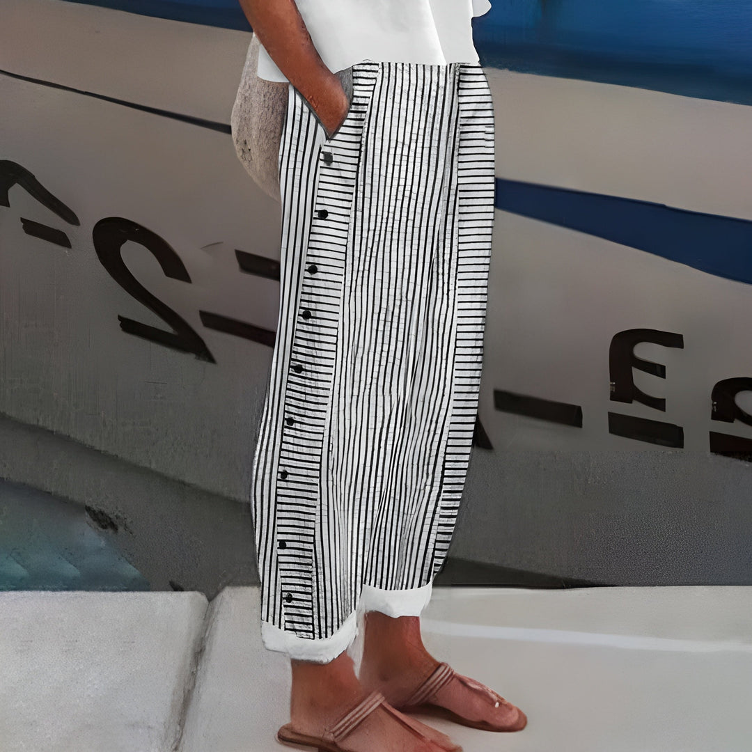 Édrine™ | Pantalon large en lin-coton côtelé