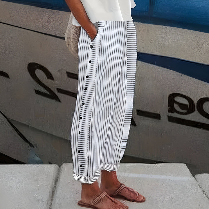 Édrine™ | Pantalon large en lin-coton côtelé
