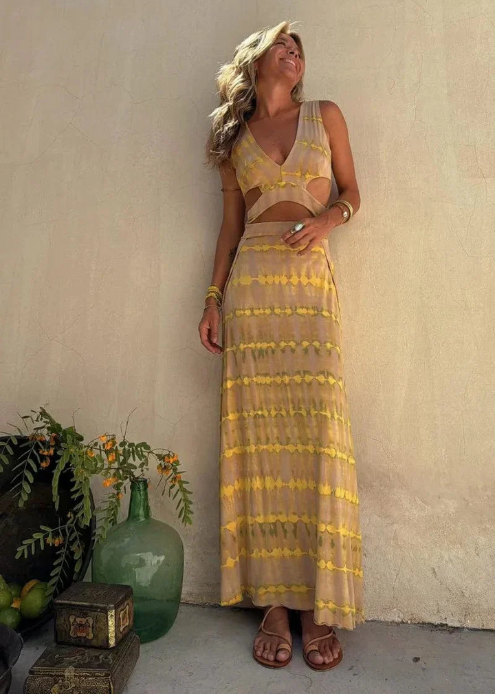 Ovéline™ | Robe fluide tie-dye en polyester soyeux