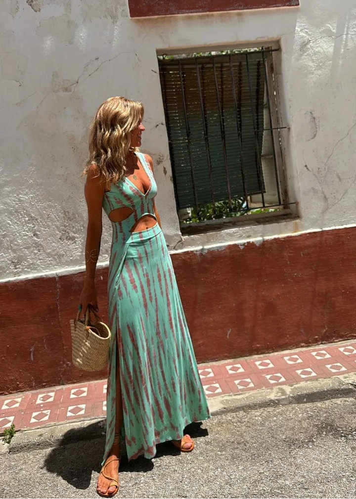 Ovéline™ | Robe fluide tie-dye en polyester soyeux