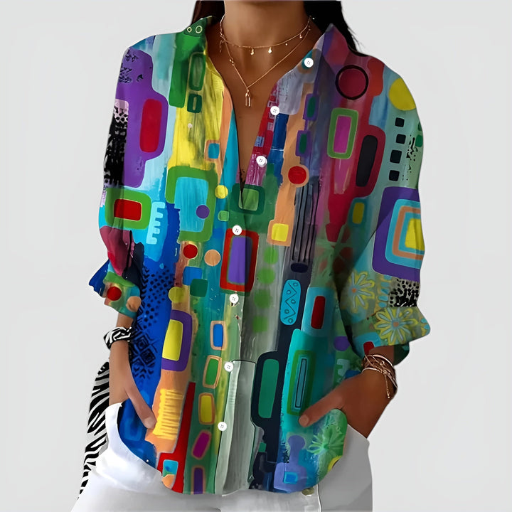 Élora™ | Blouse fluide à motif géométrique