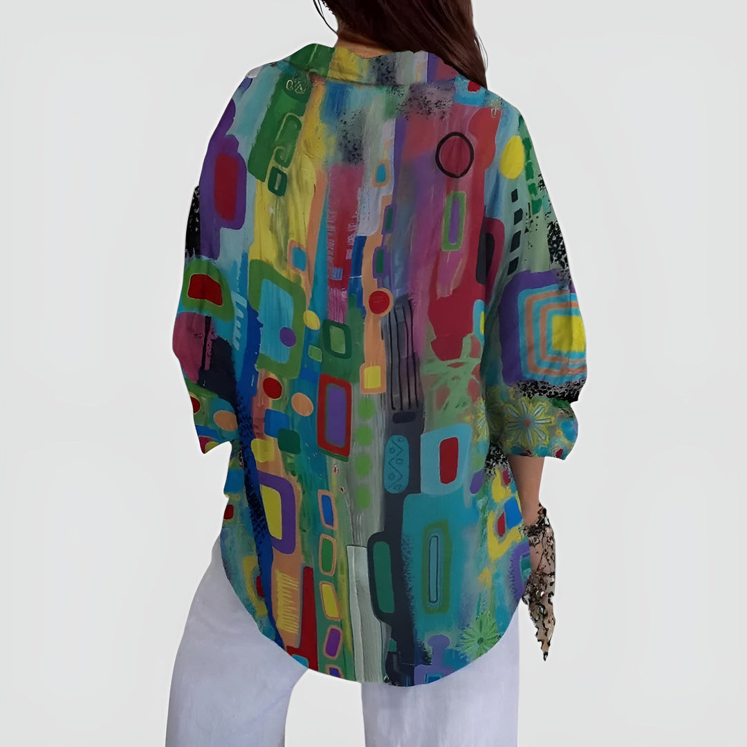 Élora™ | Blouse fluide à motif géométrique