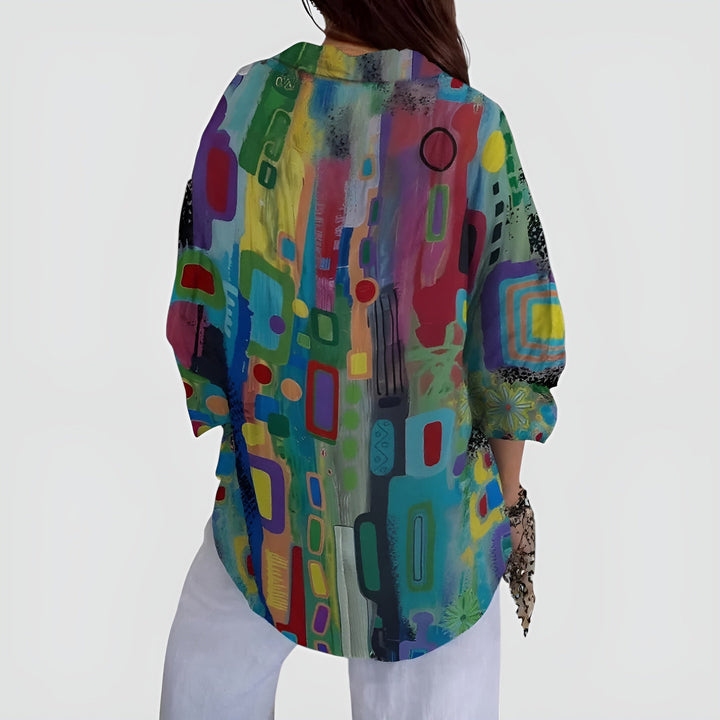 Élora™ | Blouse fluide à motif géométrique