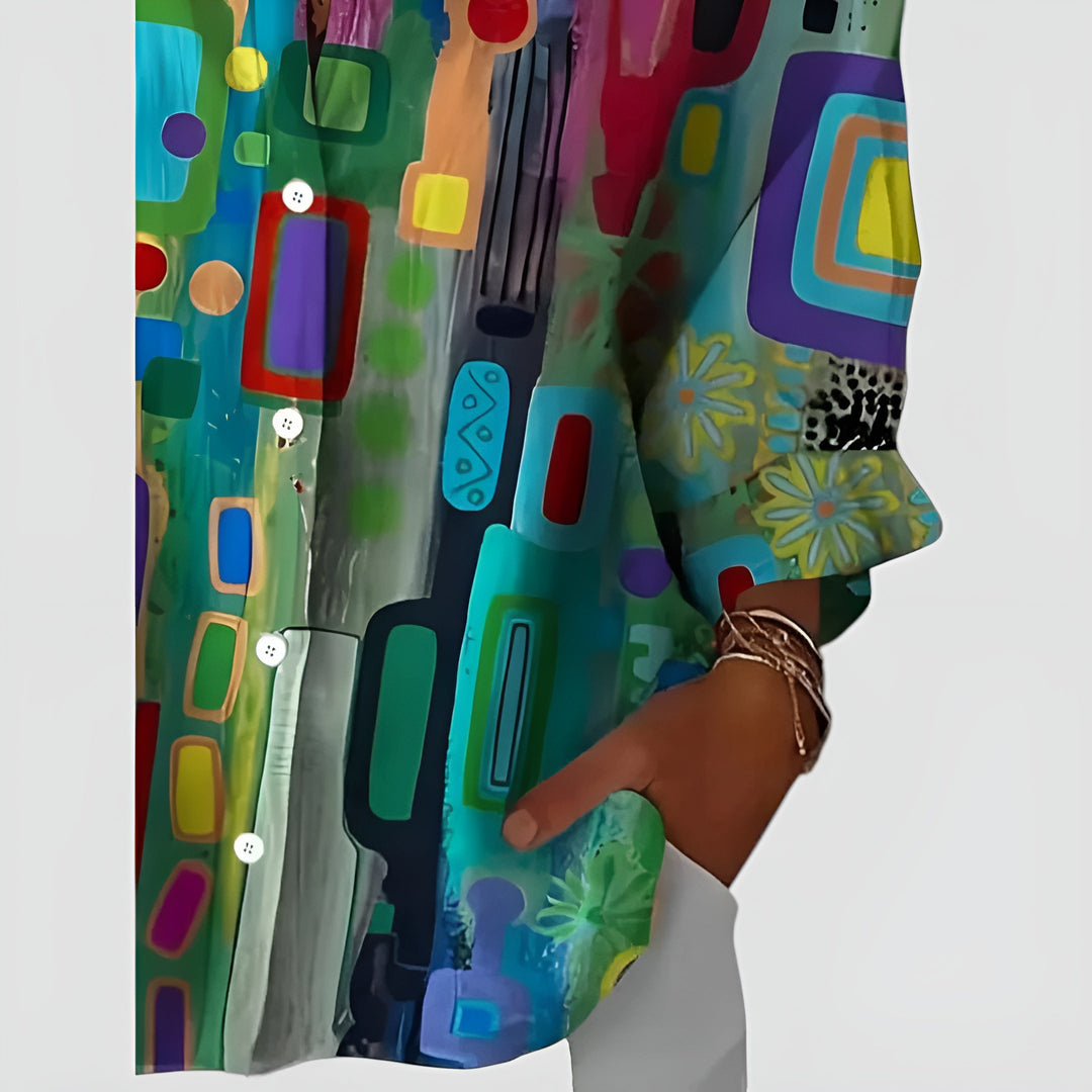 Élora™ | Blouse fluide à motif géométrique