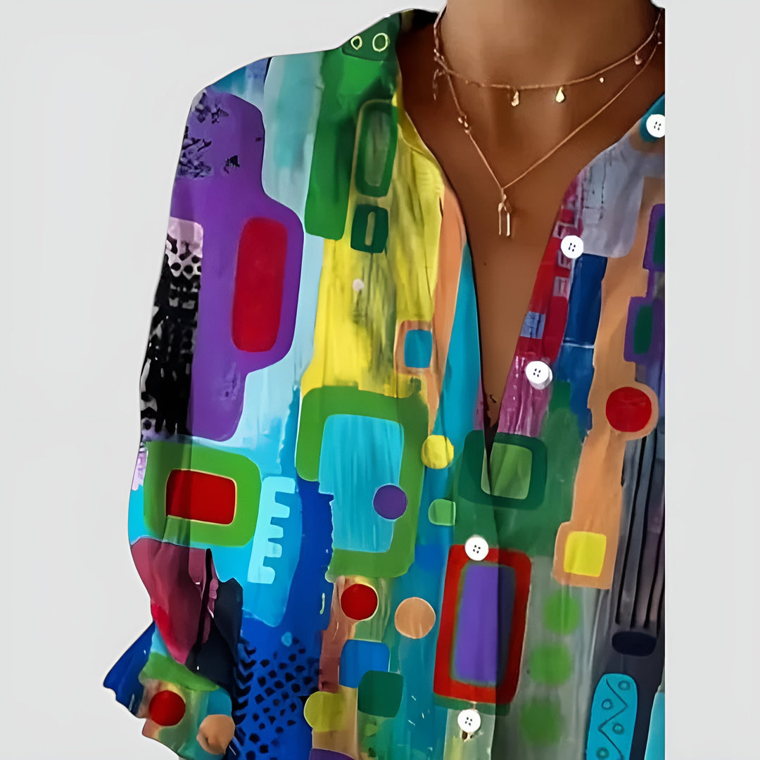 Élora™ | Blouse fluide à motif géométrique