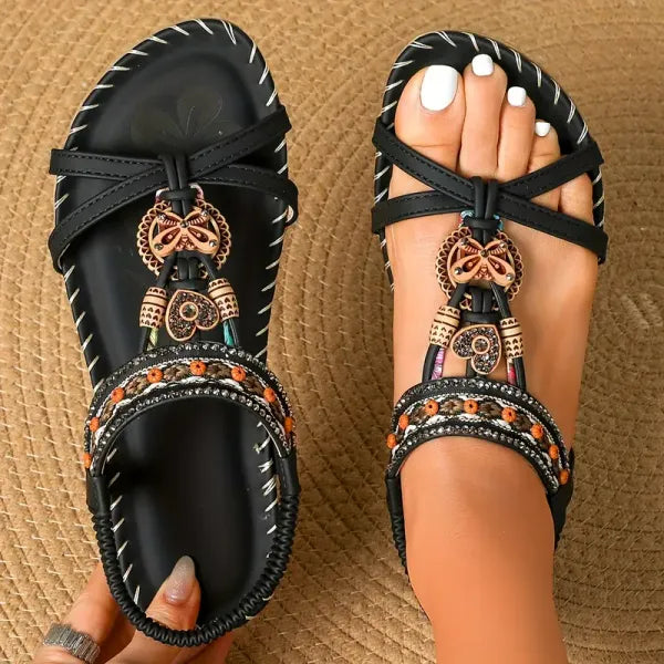Naévia™ | Sandales à talon carré effet cuir grainé