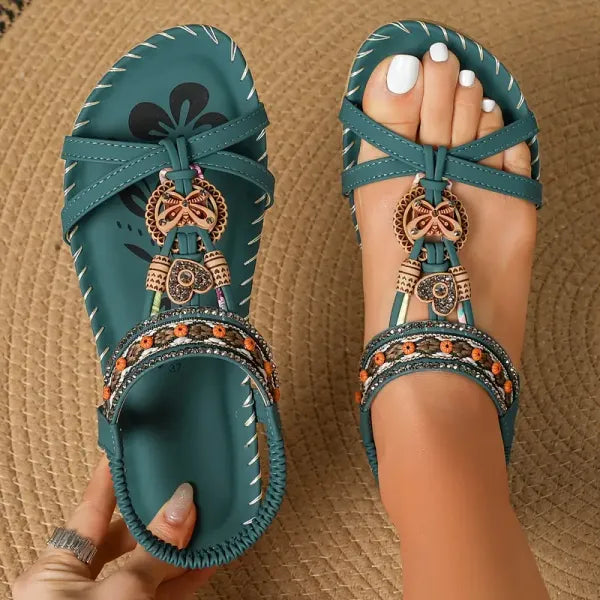 Naévia™ | Sandales à talon carré effet cuir grainé