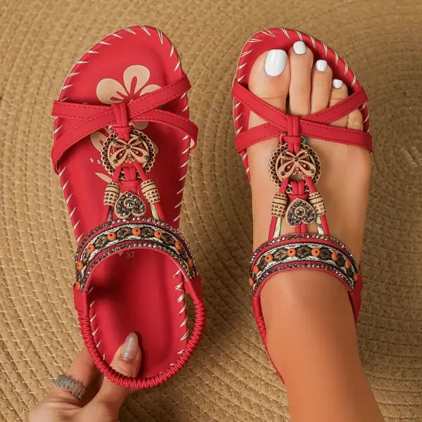 Naévia™ | Sandales à talon carré effet cuir grainé